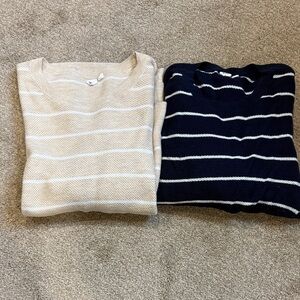 GAP Beige and Navy Striped Sweaters